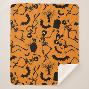 Halloween Skeletons Macabre Dance Sherpa Blanket