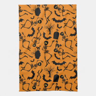 Halloween Skeletons Macabre Dance Tea Towel