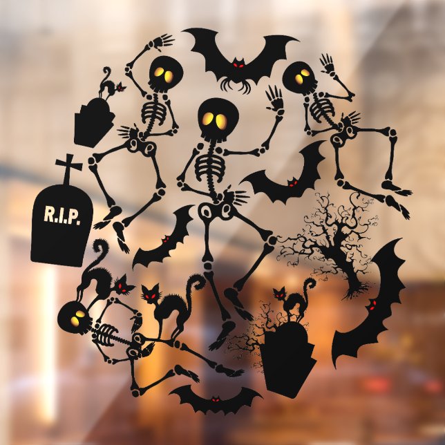 Halloween Skeletons Macabre Dance Window Cling (Sheet 2)