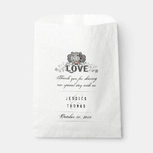 Halloween Skeletons Red Heart LOVE Wedding Names Favour Bag