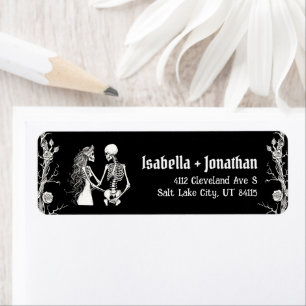 Halloween Skeletons Till Death Do Us Part Wedding Return Address Label