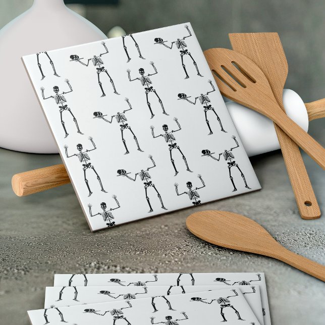 Halloween Skeletons, Trick Or Treat, Boo Ceramic Tile (Creator Uploaded)