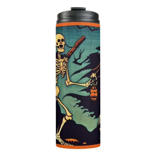 Halloween - Skeletons Woodcut 2 Thermal Tumbler (Front)