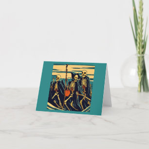 Halloween - Skeletons Woodcut 3 Card