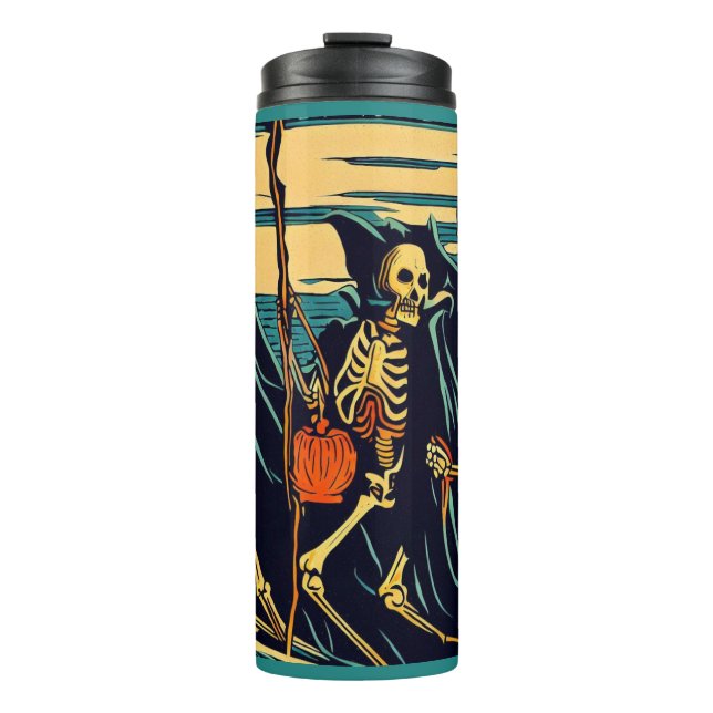 Halloween - Skeletons Woodcut 3 Thermal Tumbler (Front)