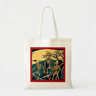 Halloween - Skeletons Woodcut 4 Tote Bag