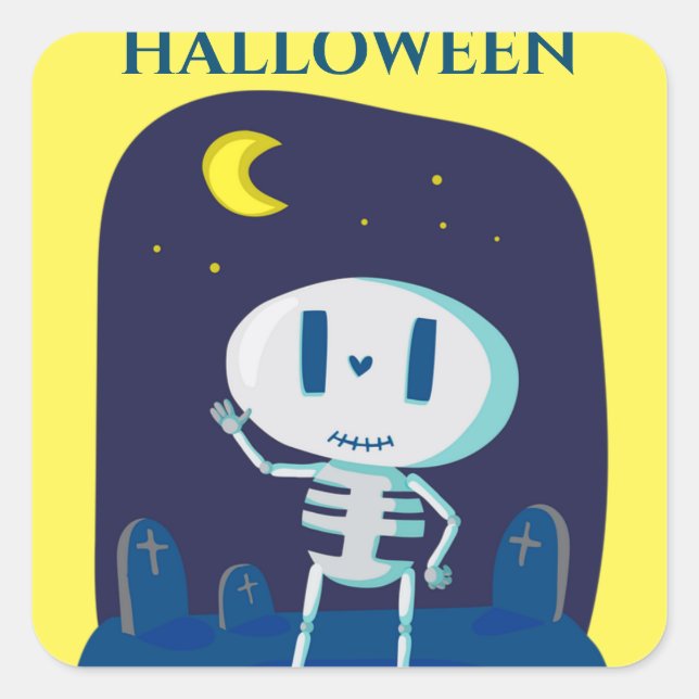 Halloween skelton party stickers. square sticker (Front)