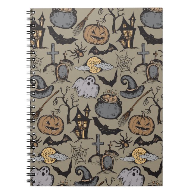 Halloween Sketch: Vintage Seamless Notebook (Front)