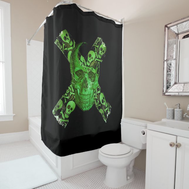 Halloween Skull #2 Shower Curtain (In Situ)