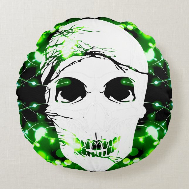 Halloween Skull #8 Round Cushion (Front)