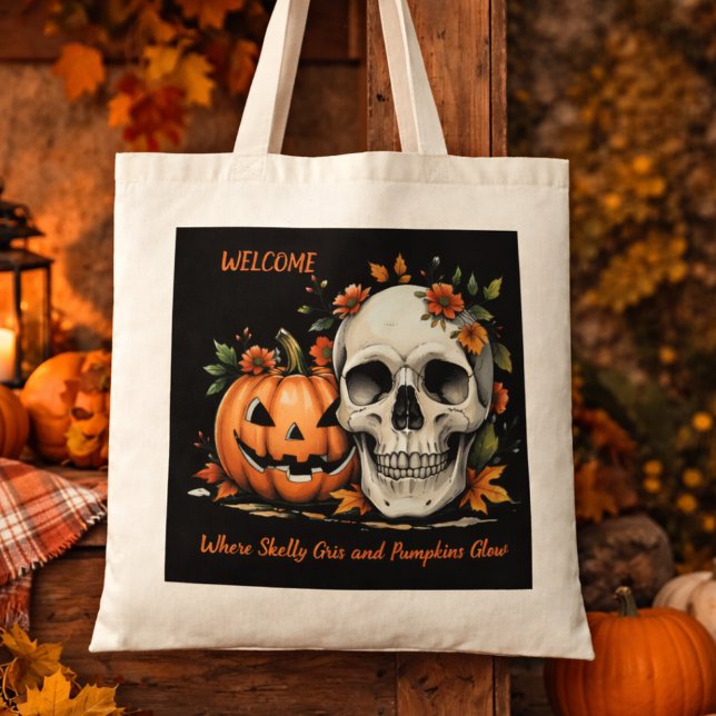 Halloween Skull and Pumkin  Tote Bag (Creator Uploaded)