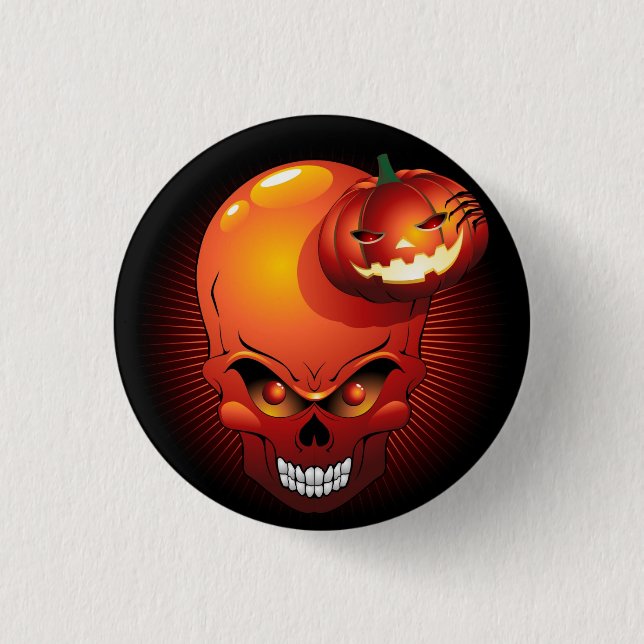 Halloween Skull and Pumpkin   3 Cm Round Badge (Front)