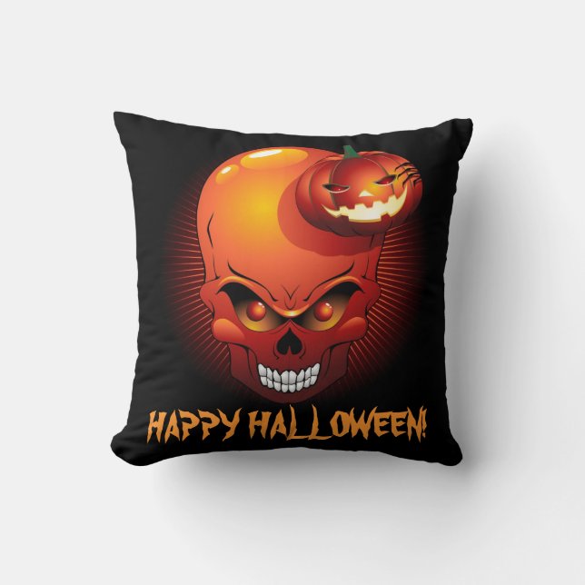 Halloween Skull and Pumpkin American MoJo Pillows (Front)