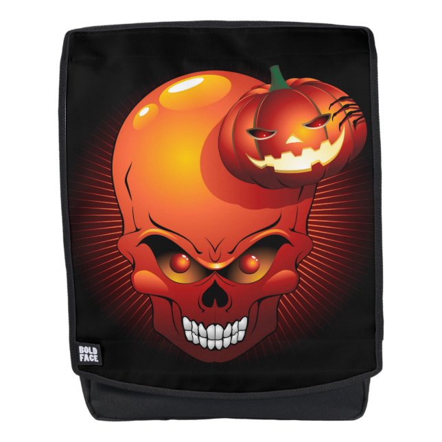 Halloween Skull and Pumpkin Backpack (Front)