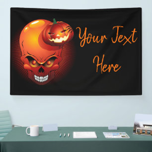 Halloween Skull and Pumpkin   Banner