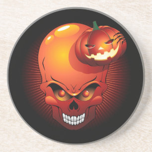 Halloween Skull and Pumpkin Coaster