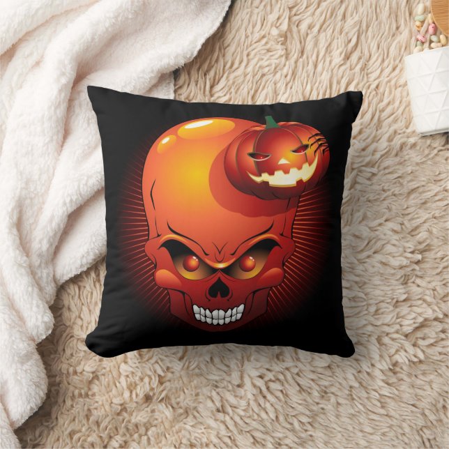 Halloween Skull and Pumpkin   Cushion (Blanket)