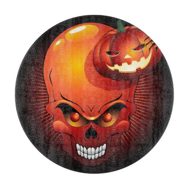 Halloween Skull and Pumpkin   Cutting Board (Front)