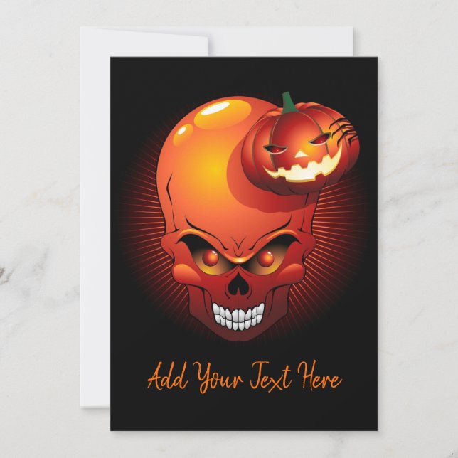 Halloween Skull and Pumpkin Invitation (Front)