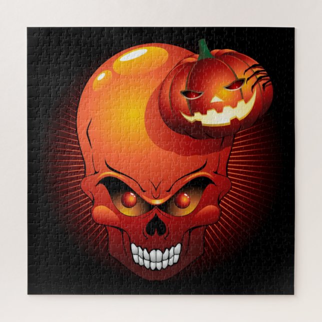 Halloween Skull and Pumpkin   Jigsaw Puzzle (Vertical)