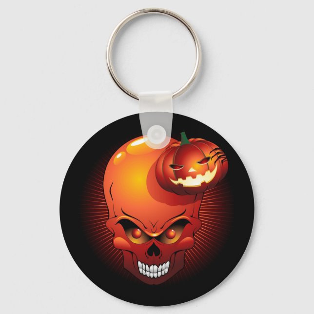 Halloween Skull and Pumpkin  Key Ring (Front)