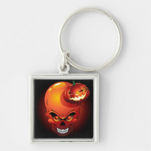 Halloween Skull and Pumpkin Keychain