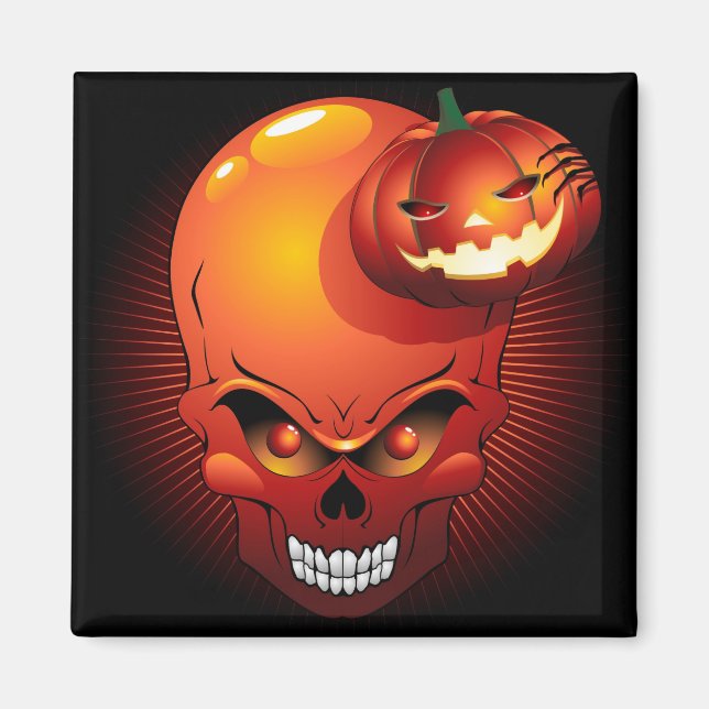 Halloween Skull and Pumpkin   Magnet (Front)