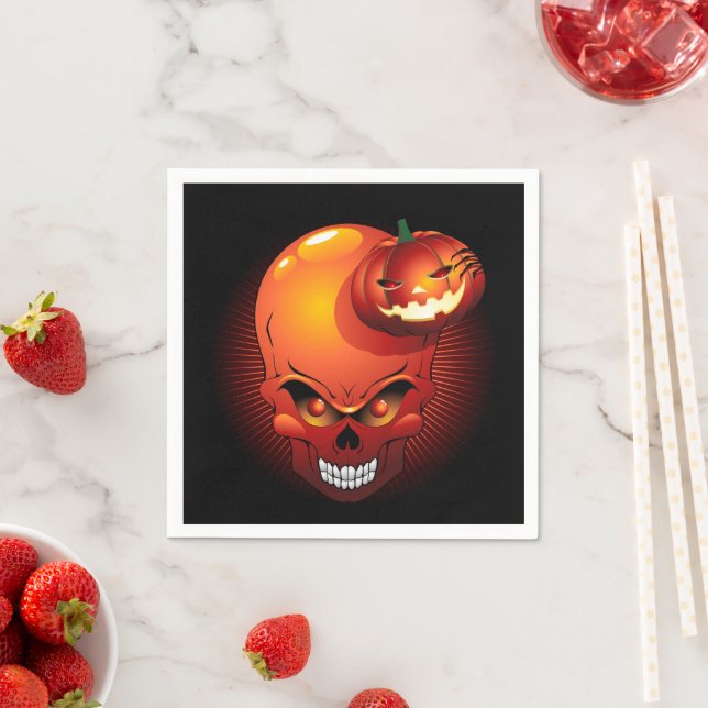 Halloween Skull and Pumpkin   Napkin (Insitu)