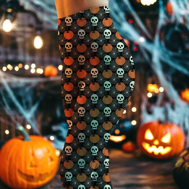 Halloween Skull and Pumpkin Pattern Leggings (Creator Uploaded)