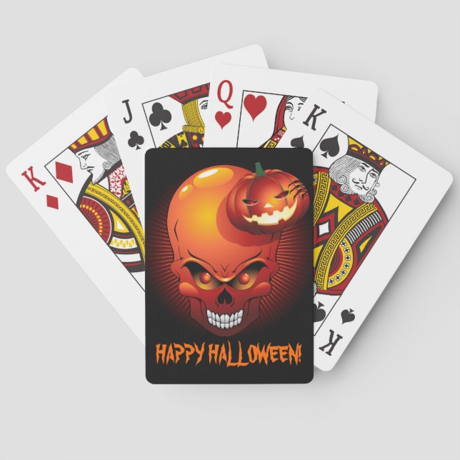 Halloween Skull and Pumpkin Playing Cards (Back)