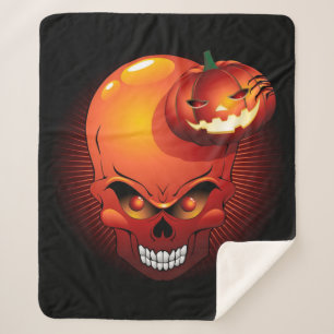 Halloween Skull and Pumpkin Sherpa Blanket