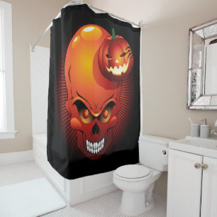 Halloween Skull and Pumpkin Shower Curtain