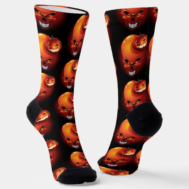 Halloween Skull and Pumpkin   Socks (Angled)