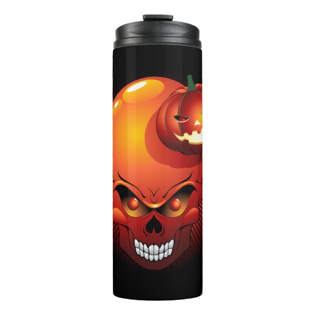 Halloween Skull and Pumpkin   Thermal Tumbler (Front)