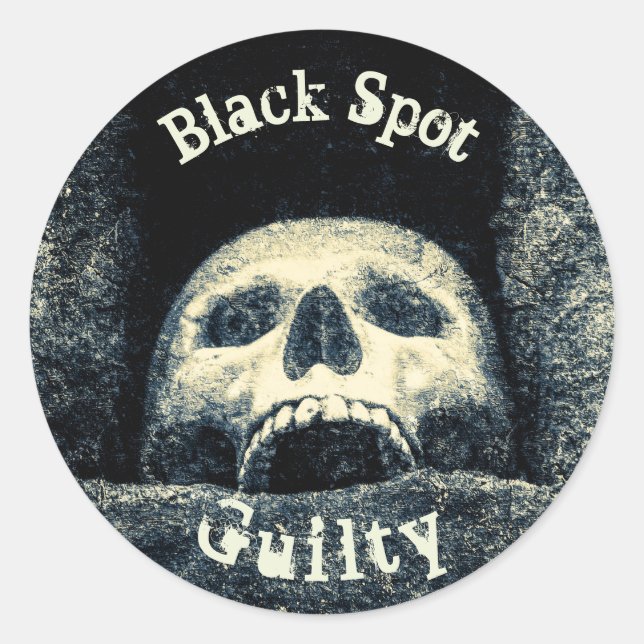 Halloween Skull Black Spot Guilty Classic Round Sticker (Front)