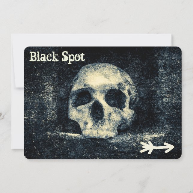 Halloween Skull Black Spot Pirate Party Invitation (Front)