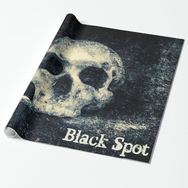 Halloween Skull Black Spot Wrapping Paper (Unrolled)