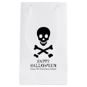 Halloween skull black white custom treat small gift bag