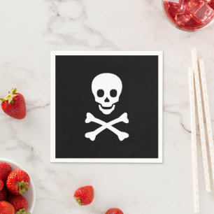 Halloween skull black white spooky party paper napkin
