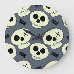 Halloween Skull, Boo Childish Design. Large Clock