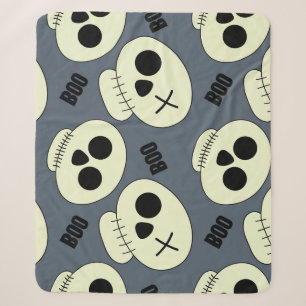Halloween Skull, Boo Childish Design. Sherpa Blanket