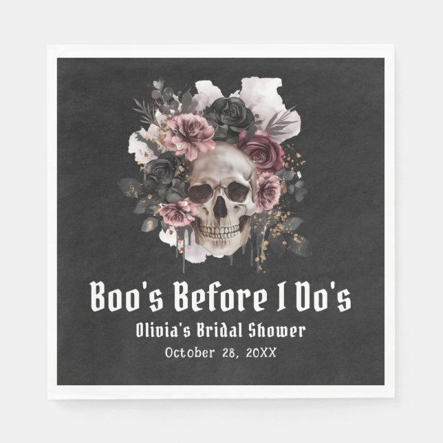 Halloween Skull Boo's Before I Do's Bridal Shower Napkin (Front)
