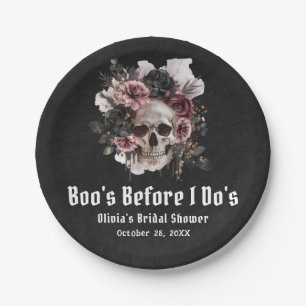 Halloween Skull Boo's Before I Do's Bridal Shower Paper Plate