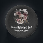 Halloween Skull Boo's Before I Do's Bridal Shower Paper Plate<br><div class="desc">These festive paper plates feature a playful skull design with the fun phrase "Boo's Before I Do's"—perfect for adding a lighthearted and spooky touch to your Halloween-themed bridal shower. Made from durable, disposable material, they are ideal for serving food and drinks while enhancing the party’s theme. A great way to...</div>