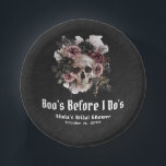 Halloween Skull Boo's Before I Do's Bridal Shower Paper Plate<br><div class="desc">These festive paper plates feature a playful skull design with the fun phrase "Boo's Before I Do's"—perfect for adding a lighthearted and spooky touch to your Halloween-themed bridal shower. Made from durable, disposable material, they are ideal for serving food and drinks while enhancing the party’s theme. A great way to...</div>