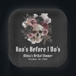 Halloween Skull Boo's Before I Do's Bridal Shower Paper Plate<br><div class="desc">These festive paper plates feature a playful skull design with the fun phrase "Boo's Before I Do's"—perfect for adding a lighthearted and spooky touch to your Halloween-themed bridal shower. Made from durable, disposable material, they are ideal for serving food and drinks while enhancing the party’s theme. A great way to...</div>
