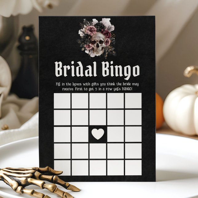 Halloween Skull Bridal Shower Bridal Bingo Game Invitation (Halloween Skull Bridal Shower Bridal Bingo Game)