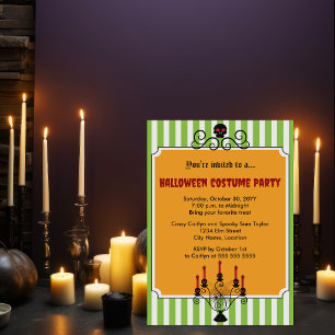Halloween Skull Candelabra Costume Party Invitation