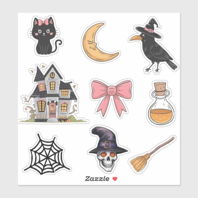 Halloween skull,cat,Moon,crow,haunted house, Pack  (Sheet)