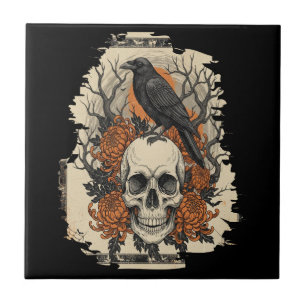 Halloween Skull Ceramic Tile